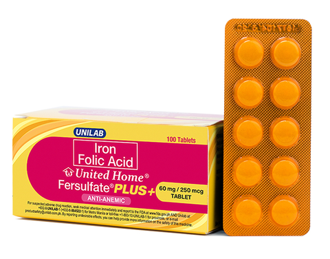 UH FERSULFATE PLUS 60MG/250MCG TAB 100S
