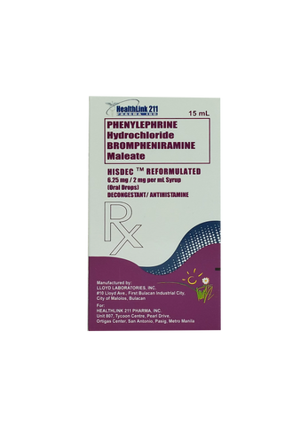 HISDEC REF 6.25MG/2ML 15ML DRP BOT 1S